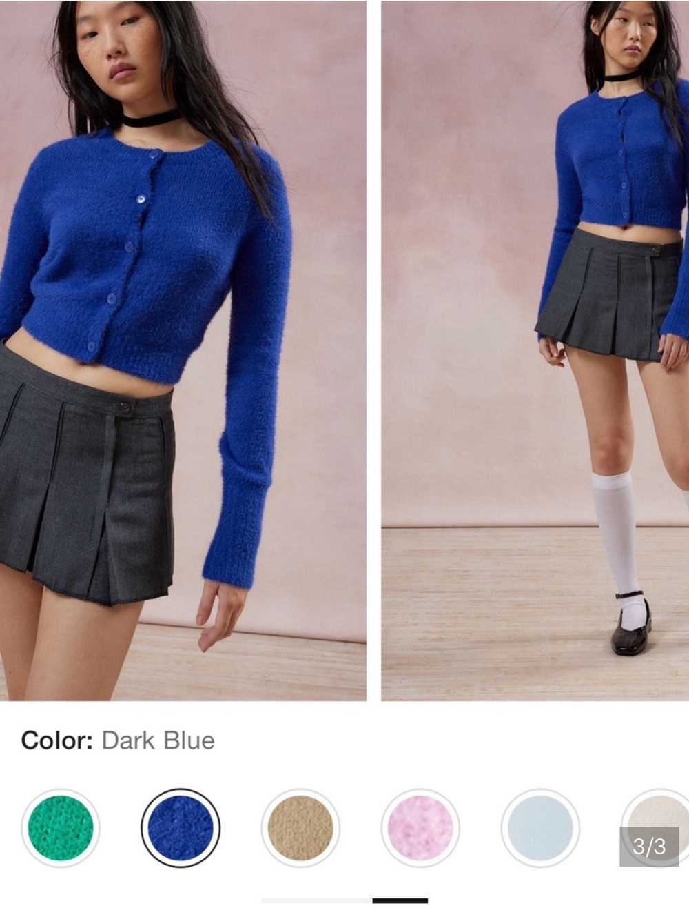 Kimchi Blue Royal Blue Fuzzy Button-Up Crop Cardigan